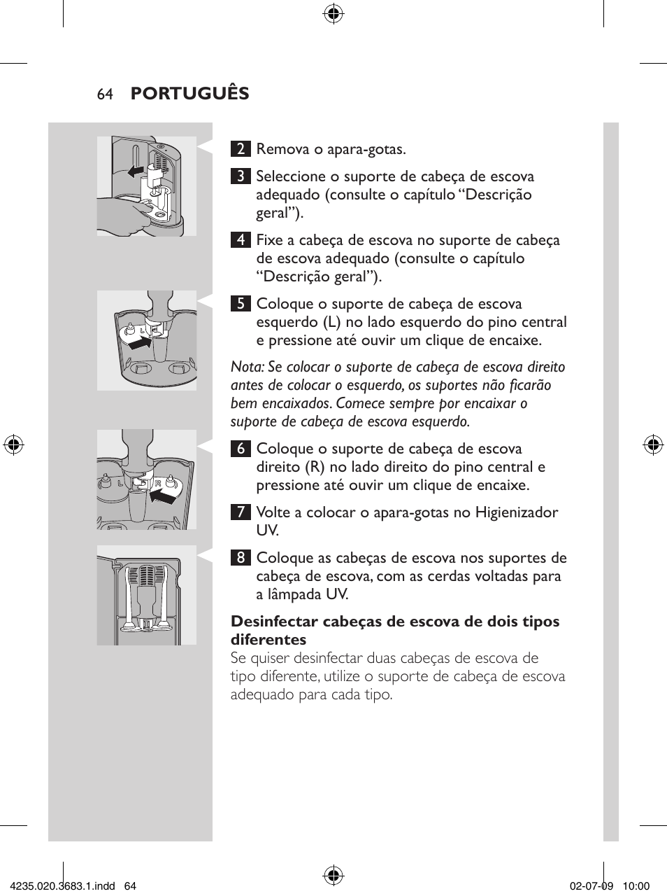 Philips Sonicare Higienizador por rayos UV User Manual | Page 64 / 96