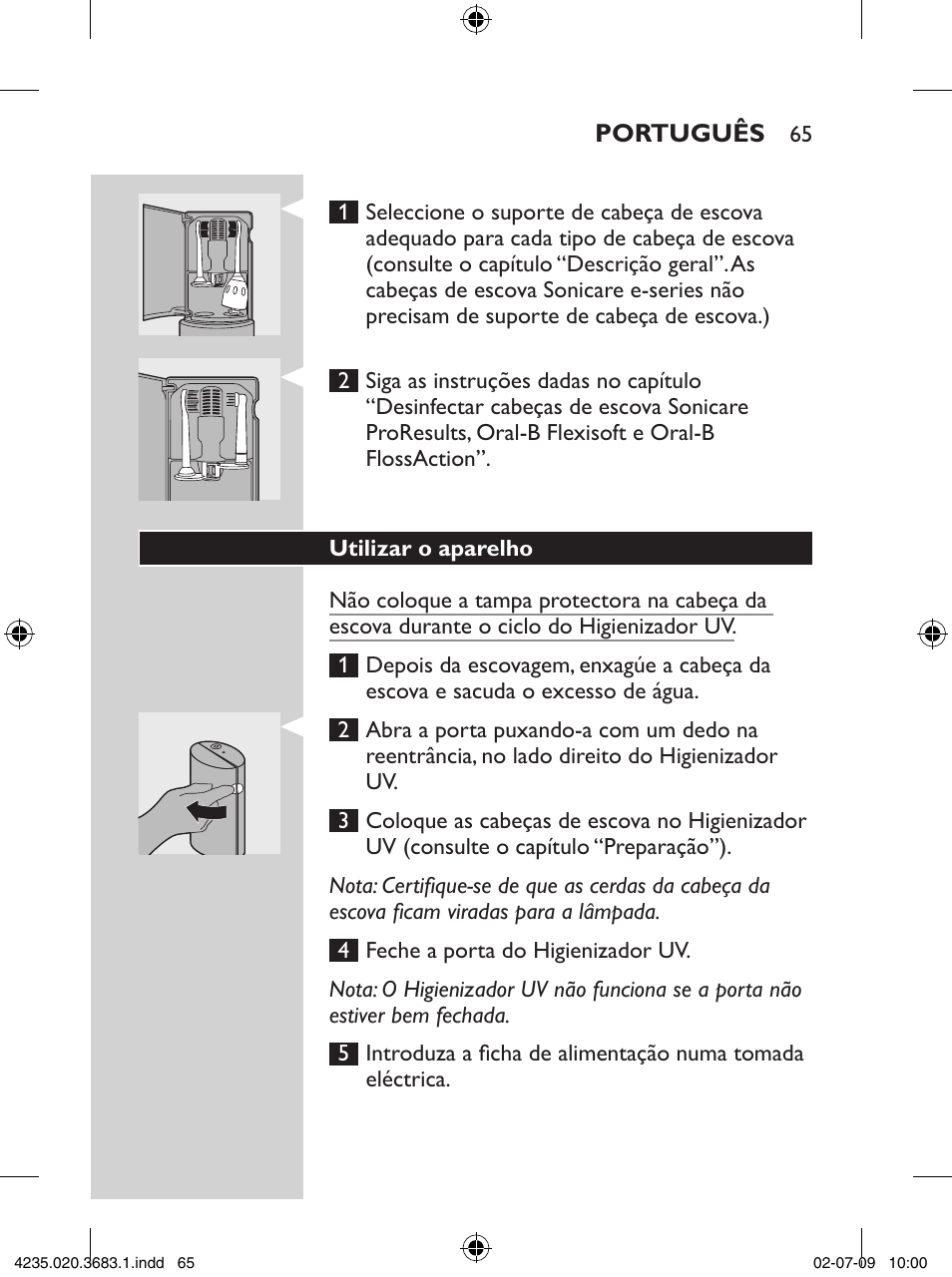 Philips Sonicare Higienizador por rayos UV User Manual | Page 65 / 96