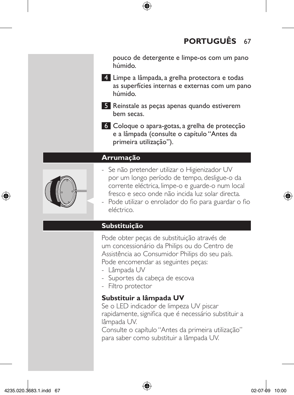 Philips Sonicare Higienizador por rayos UV User Manual | Page 67 / 96