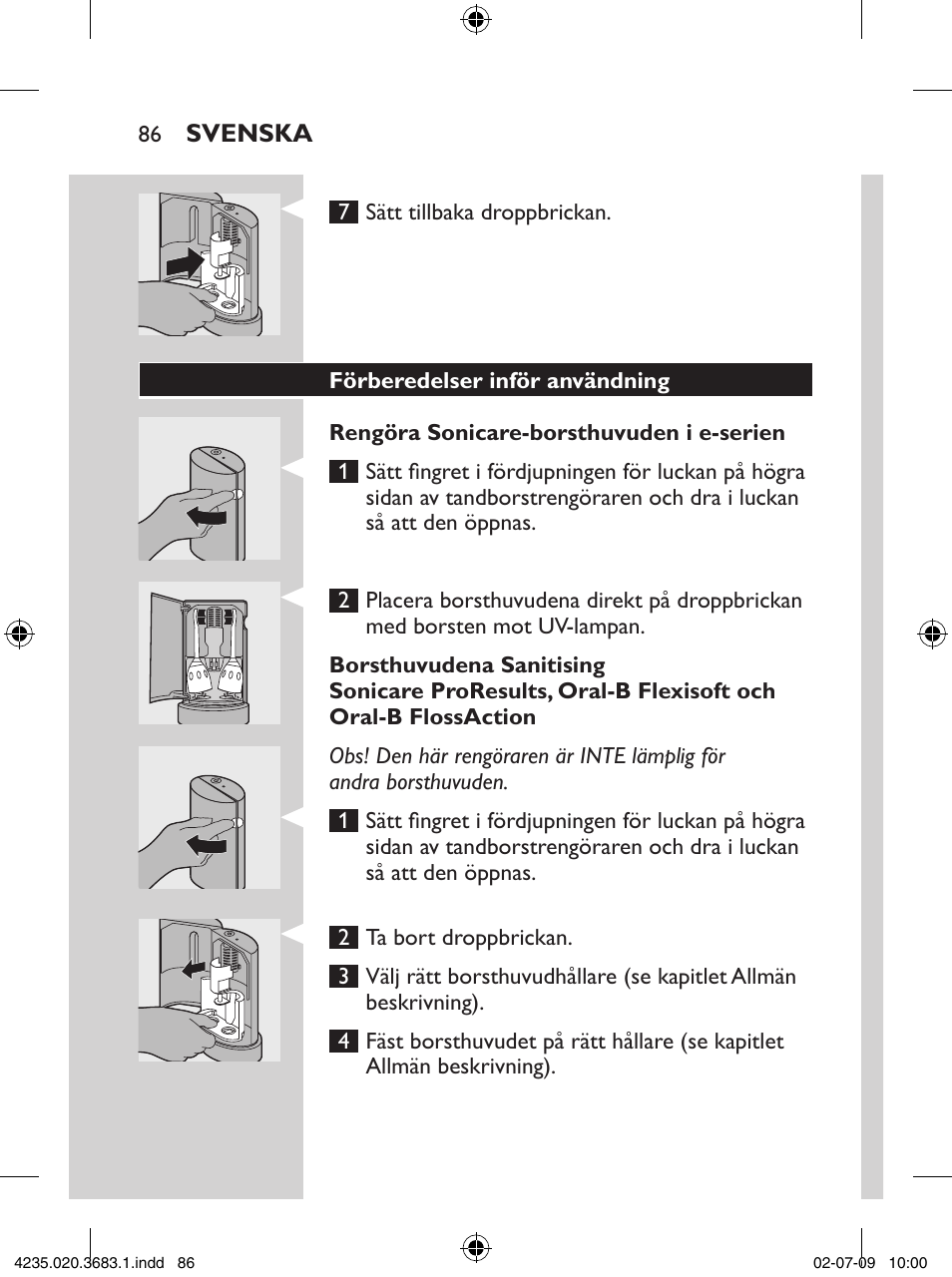 Philips Sonicare Higienizador por rayos UV User Manual | Page 86 / 96