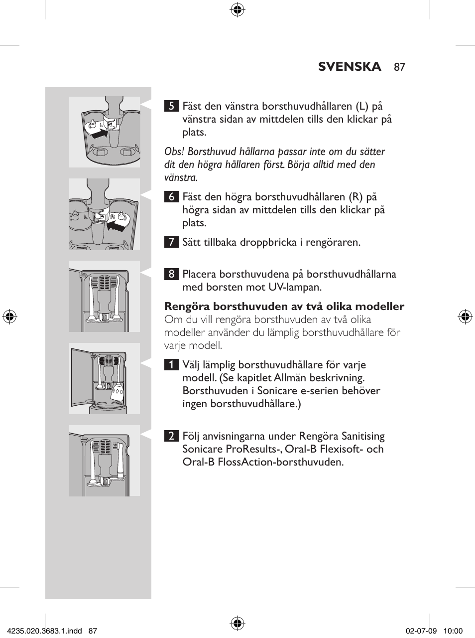 Philips Sonicare Higienizador por rayos UV User Manual | Page 87 / 96