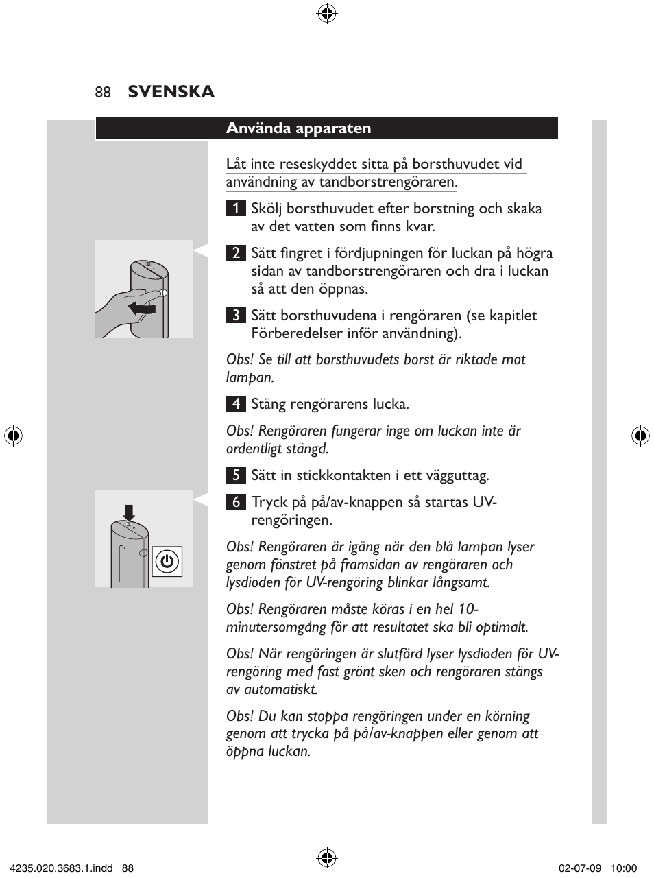 Philips Sonicare Higienizador por rayos UV User Manual | Page 88 / 96