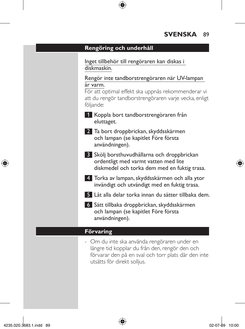 Philips Sonicare Higienizador por rayos UV User Manual | Page 89 / 96