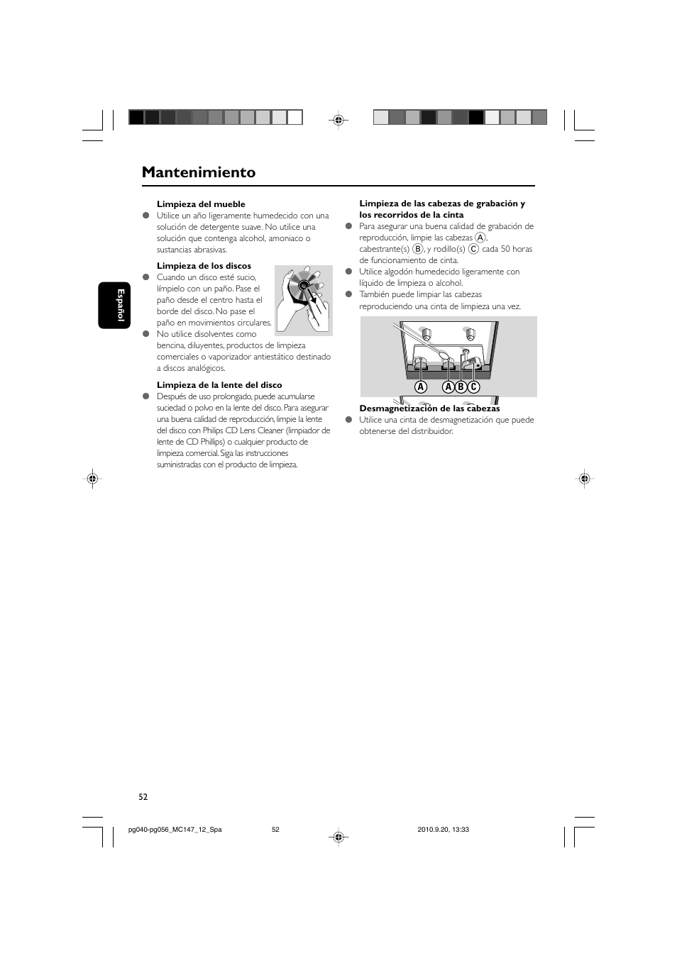 Mantenimiento | Philips Microcadena clásica User Manual | Page 18 / 23