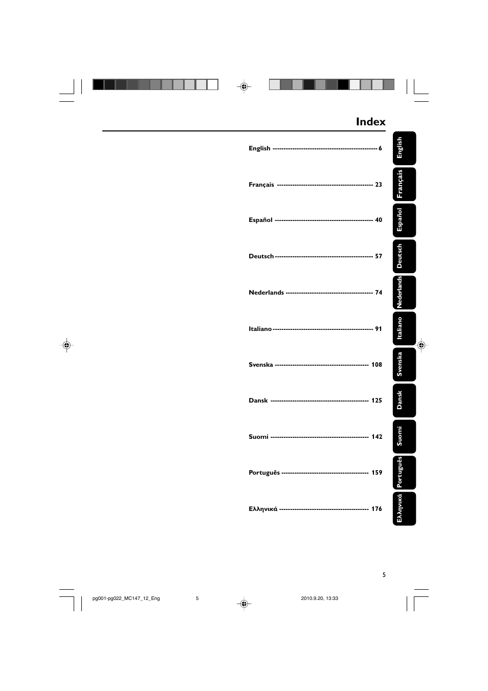 Index | Philips Microcadena clásica User Manual | Page 5 / 23