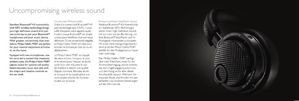 Uncompromising wireless sound | Philips Fidelio Auriculares inalámbricos Bluetooth User Manual | Page 4 / 12