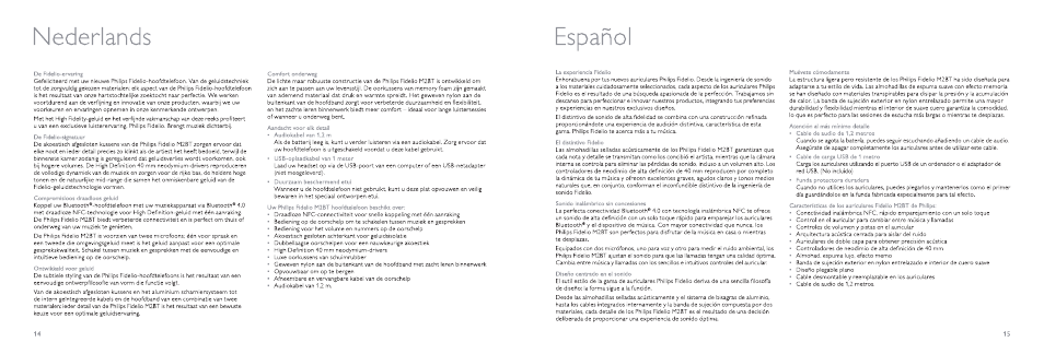 Nederlands español | Philips Fidelio Auriculares inalámbricos Bluetooth User Manual | Page 8 / 12