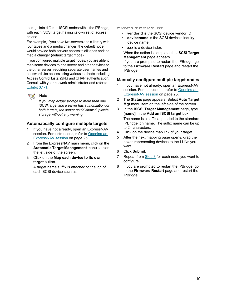 Automatically configure multiple targets, Manually configure multiple target nodes | ATTO Technology 1550D User Manual | Page 15 / 43