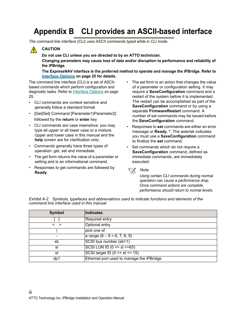 Appendix b cli provides an ascii-based interface, Cli provides an ascii-based, Interface | Provides an ascii-based interface, Appendix | ATTO Technology 1550D User Manual | Page 32 / 43