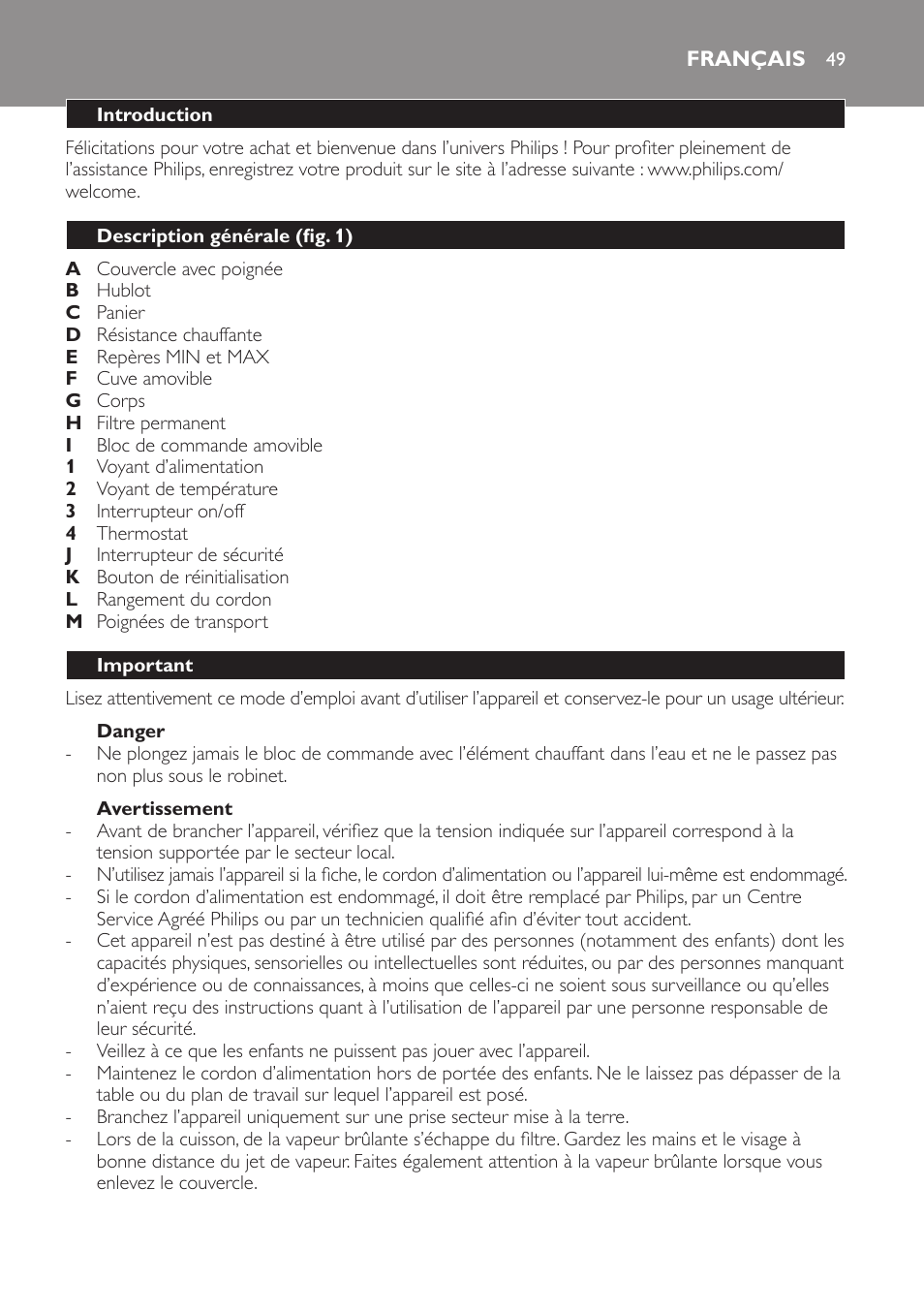 Français, Français 49 | Philips Freidora User Manual | Page 49 / 104