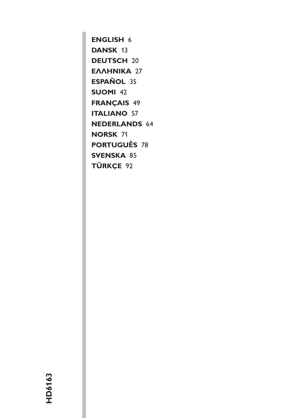 Table of content | Philips Freidora User Manual | Page 5 / 104