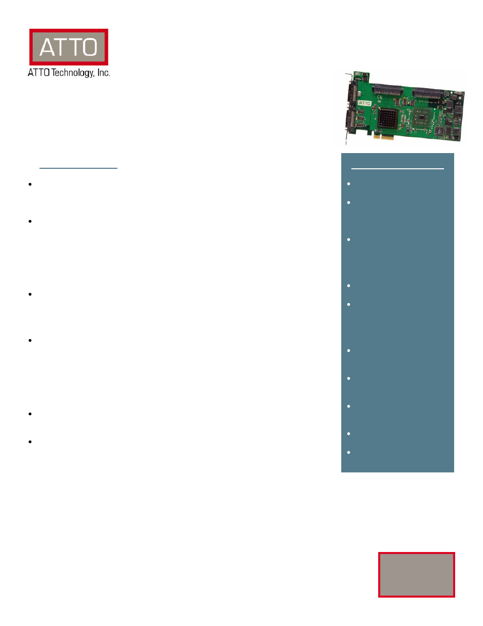 ATTO Technology ExpressPCI UL5D Ultra320 User Manual | 2 pages