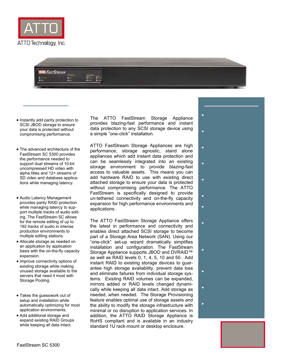 ATTO Technology FastStream SC 5300 User Manual | 2 pages