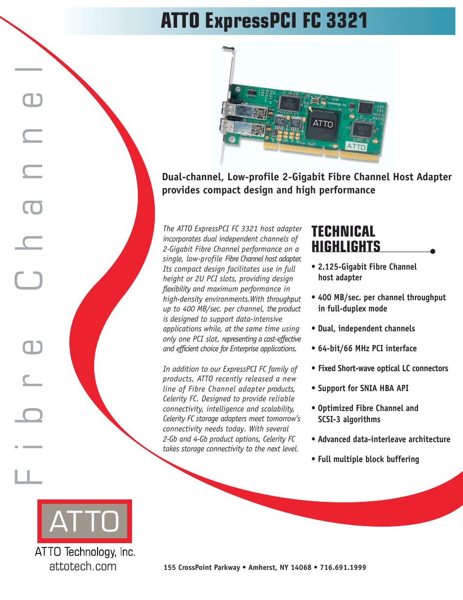 ATTO Technology PCI FC 3321 User Manual | 2 pages