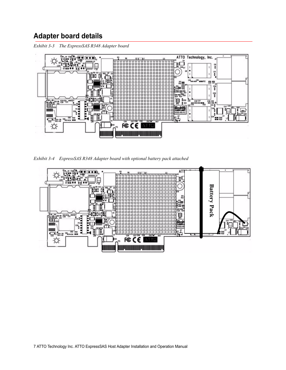Adapter board details, Exhibit 3-3 the expresssas r348 adapter board, Exhibits 3-4 | Exhibits 3-4 an | ATTO Technology R348 v User Manual | Page 12 / 20
