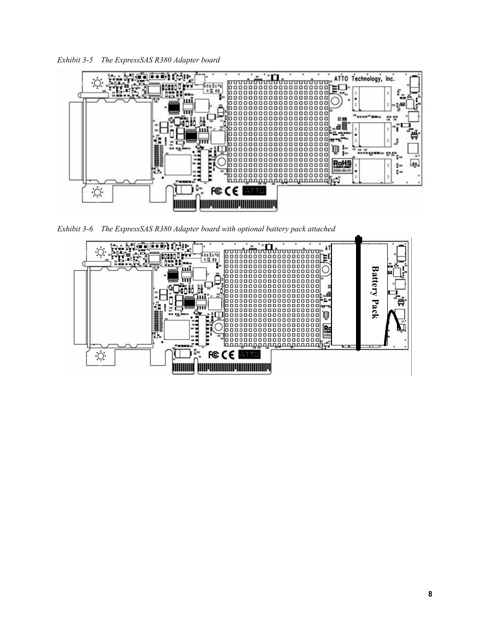 Exhibit 3-5 the expresssas r380 adapter board, And 3-5 for | ATTO Technology R348 v User Manual | Page 13 / 20