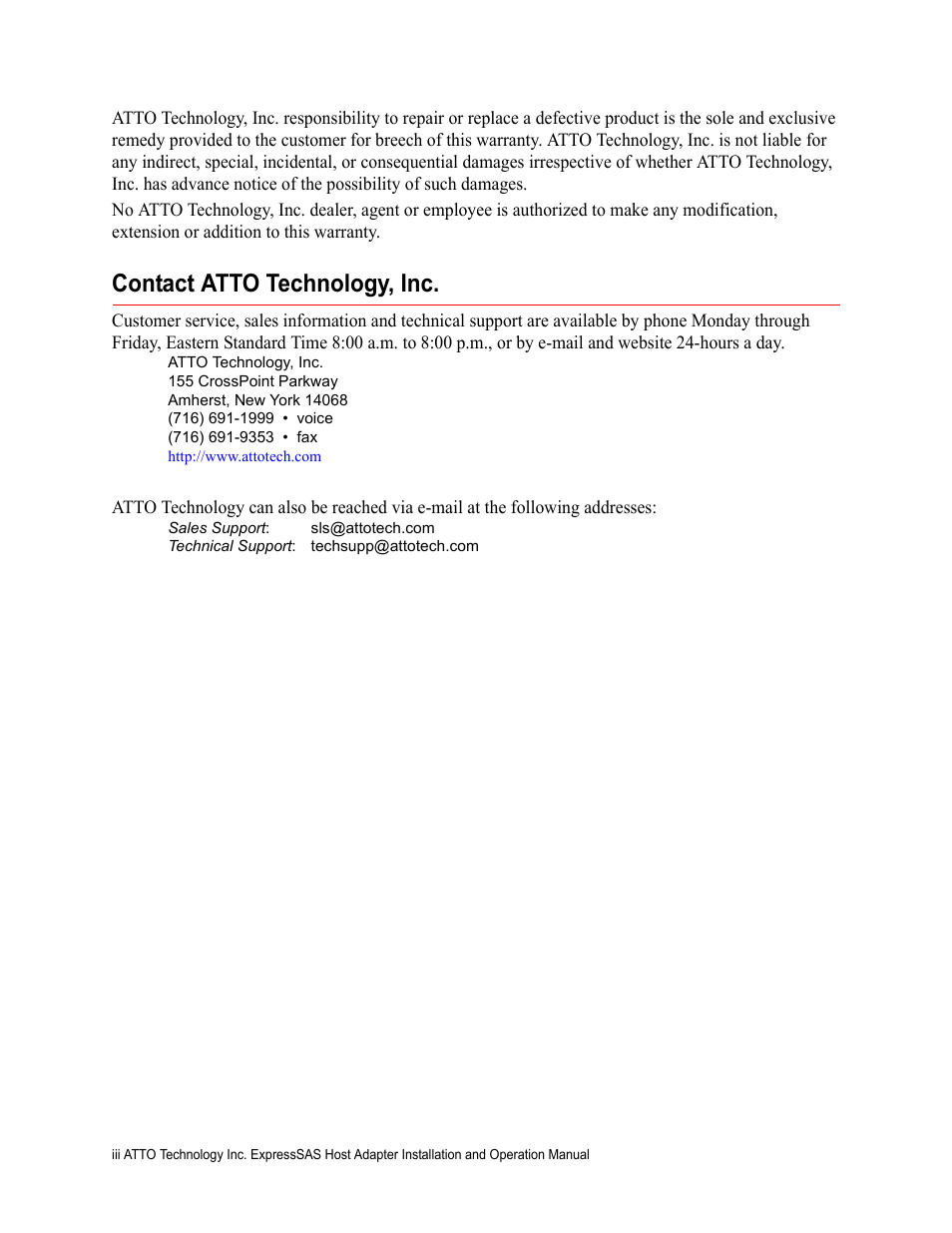 Contact atto technology, inc | ATTO Technology R348 v User Manual | Page 20 / 20