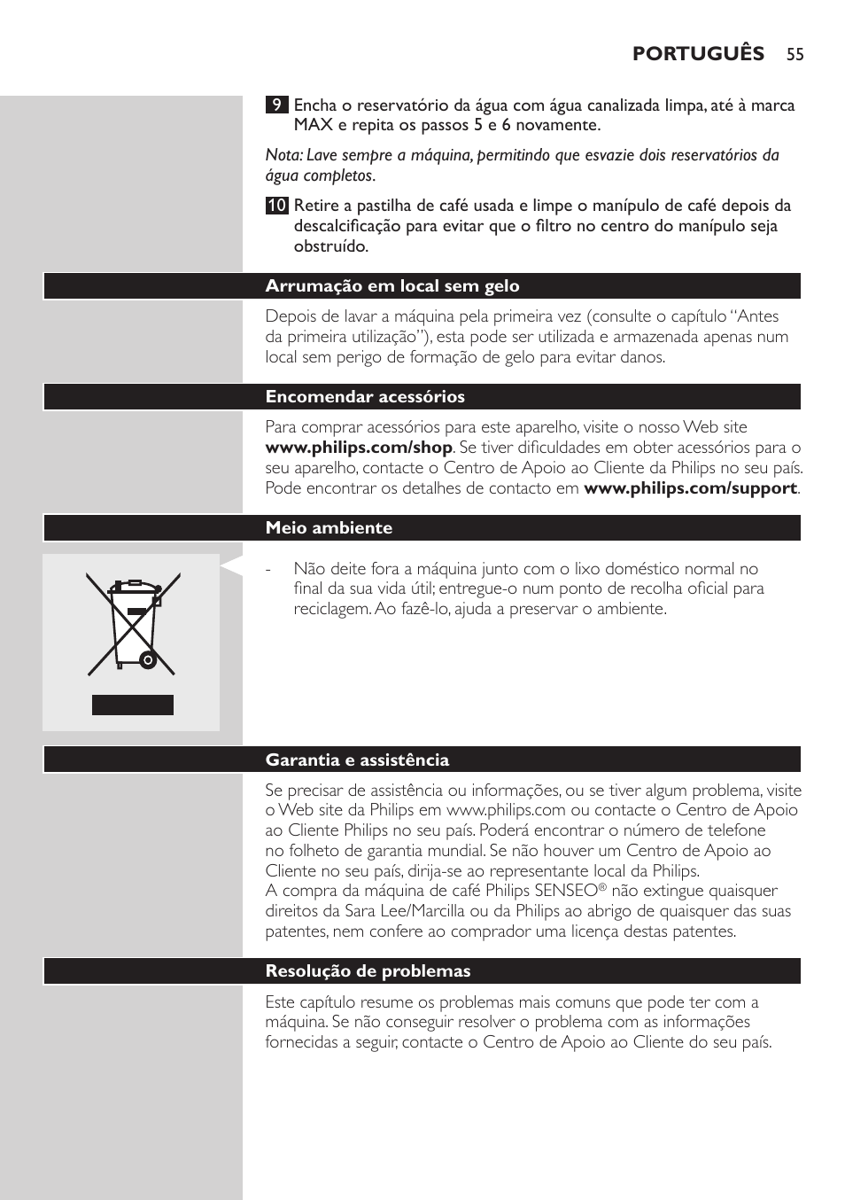 Philips SENSEO® Viva Café Cafetera de monodosis de café User Manual | Page 55 / 62