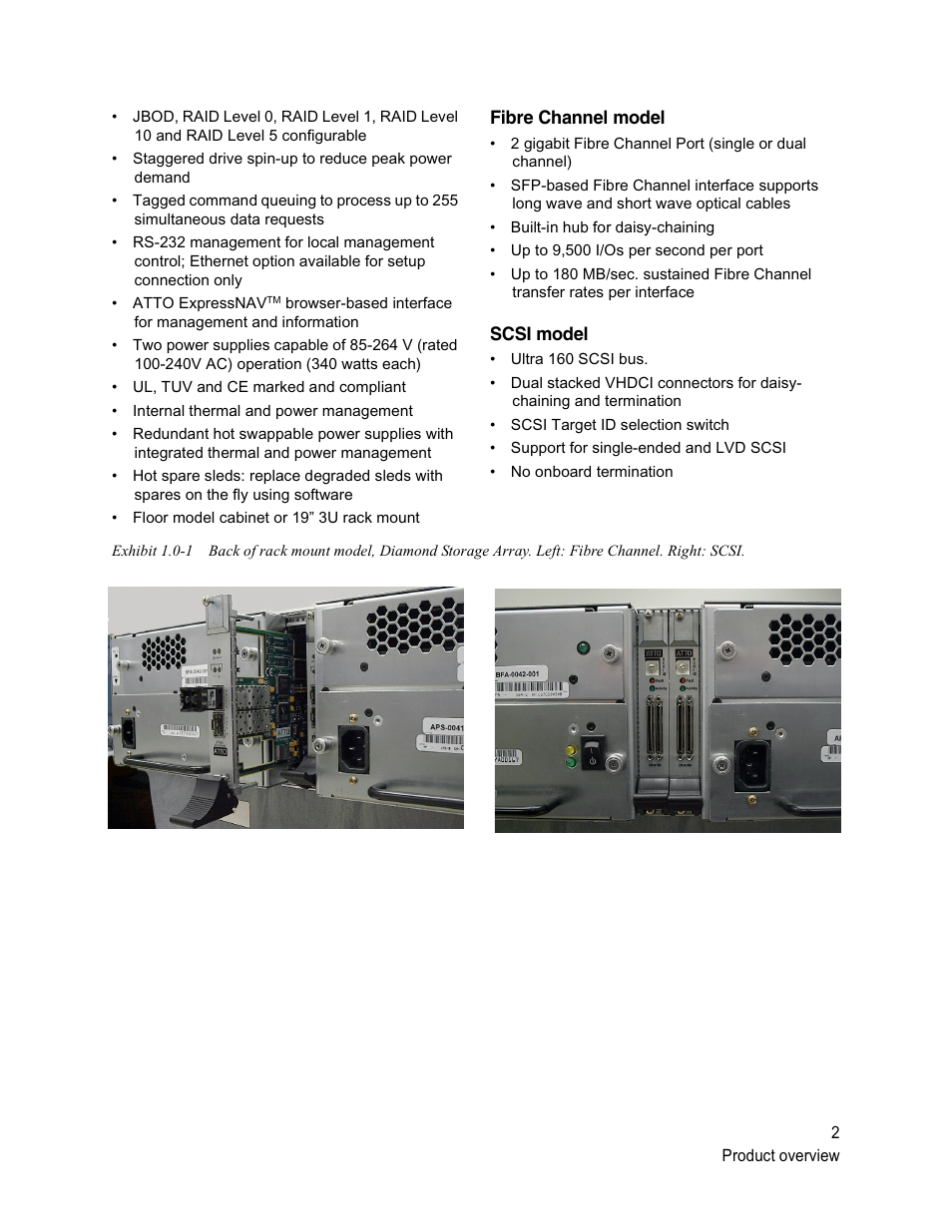 Fibre channel model, Scsi model, Fibre channel model scsi model | ATTO Technology Diamond Storage Array S-Class User Manual | Page 13 / 105