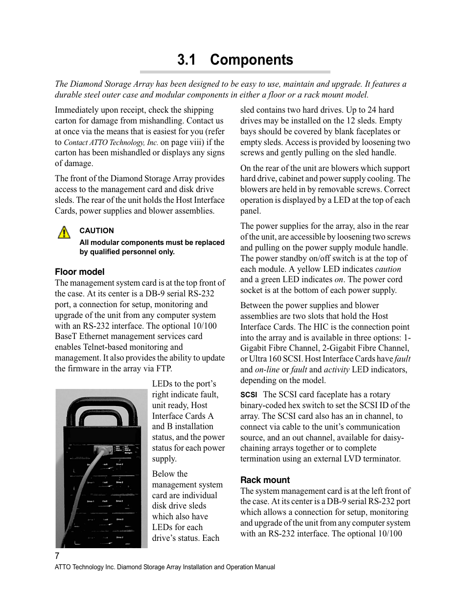 Floor model, Rack mount, 1 components | Floor model rack mount | ATTO Technology Diamond Storage Array S-Class User Manual | Page 18 / 105