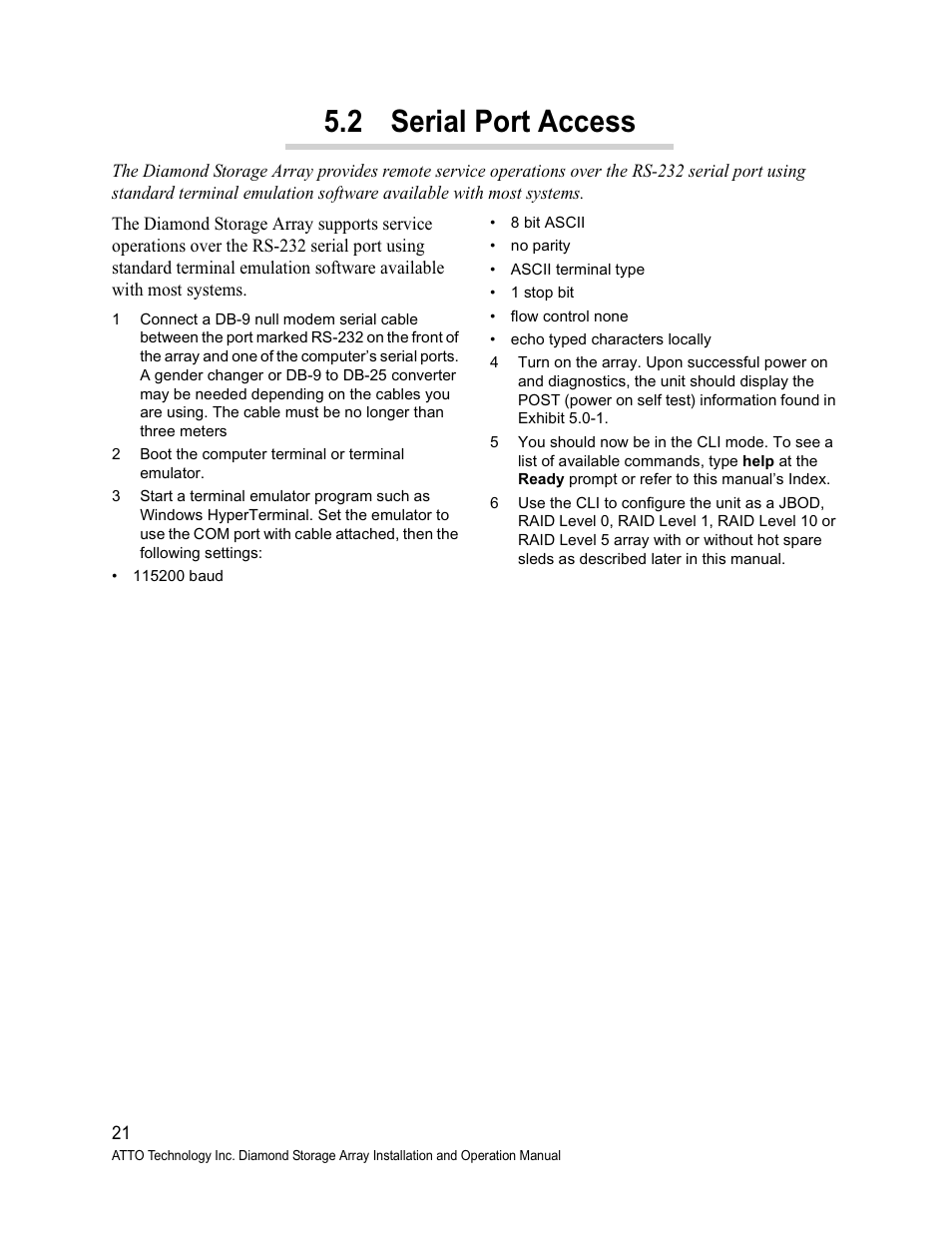 2 serial port access | ATTO Technology Diamond Storage Array S-Class User Manual | Page 32 / 105