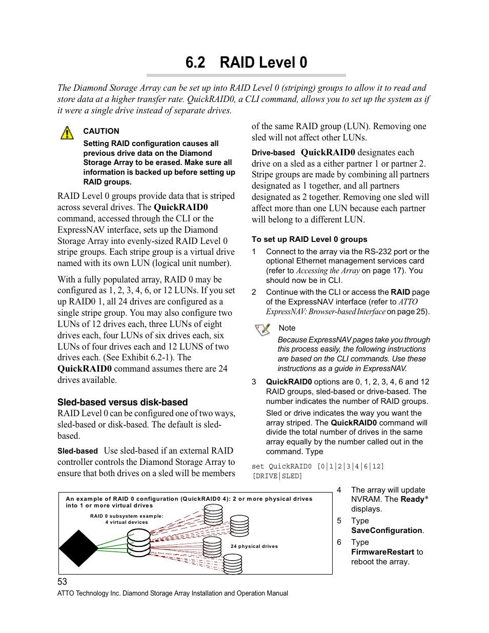 Sled-based versus disk-based, 2 raid level 0, Raid level 0 | ATTO Technology Diamond Storage Array S-Class User Manual | Page 64 / 105