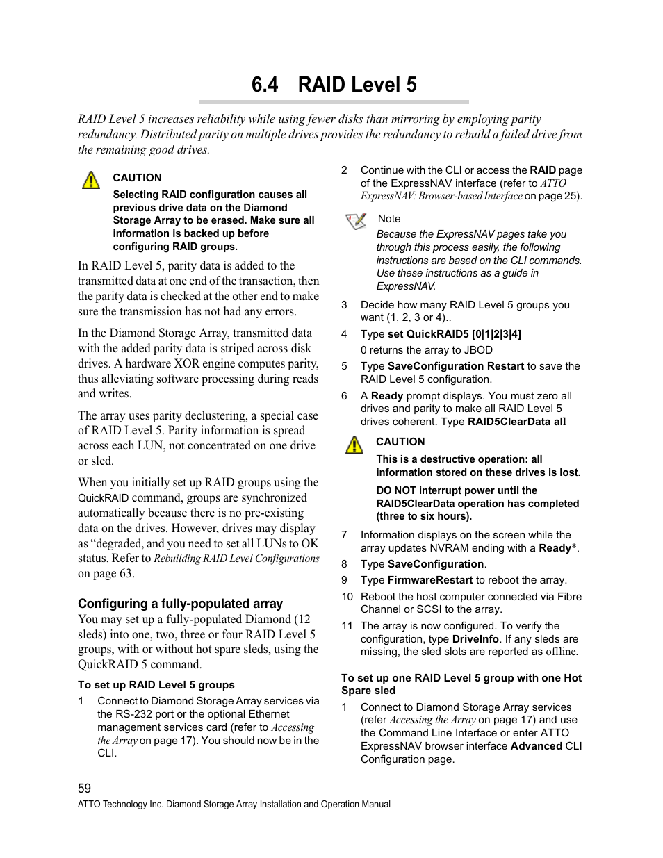 Configuring a fully-populated array, 4 raid level 5 | ATTO Technology Diamond Storage Array S-Class User Manual | Page 70 / 105