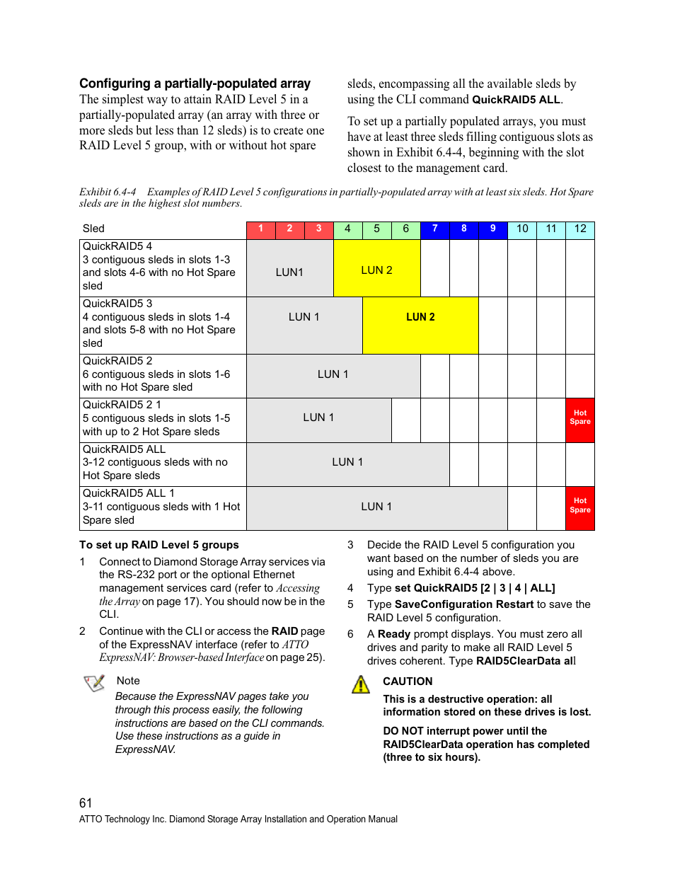 Configuring a partially-populated array | ATTO Technology Diamond Storage Array S-Class User Manual | Page 72 / 105