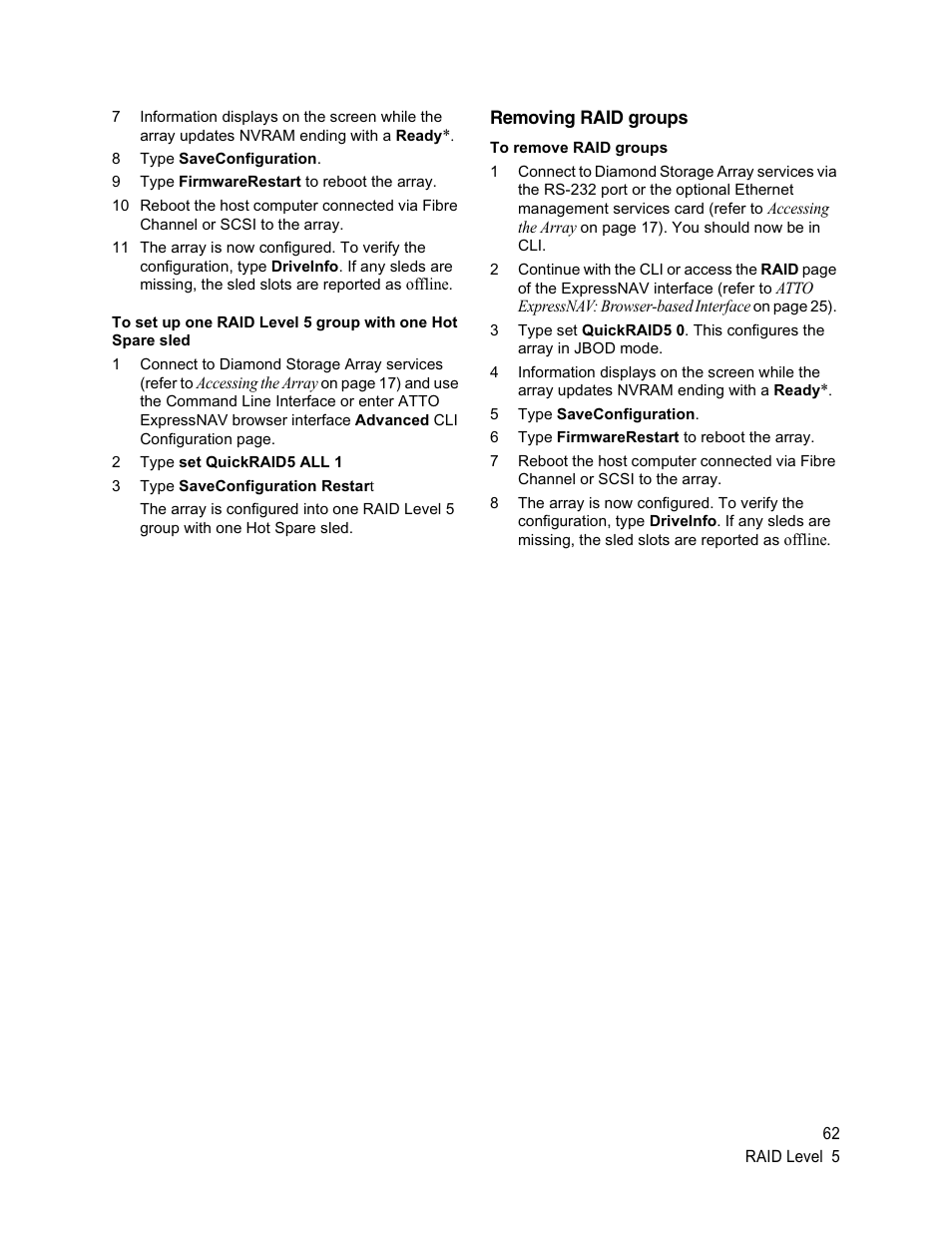 Removing raid groups | ATTO Technology Diamond Storage Array S-Class User Manual | Page 73 / 105