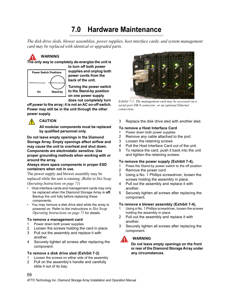 0 hardware maintenance | ATTO Technology Diamond Storage Array S-Class User Manual | Page 80 / 105