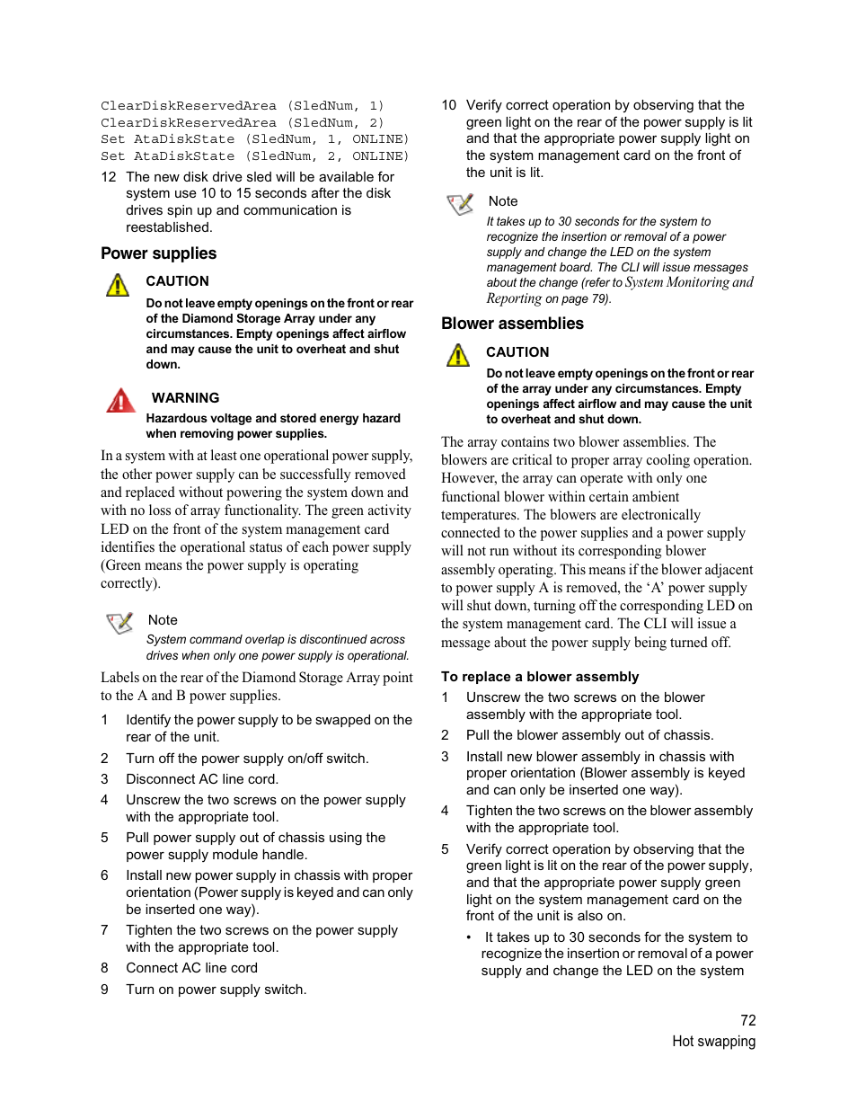 Power supplies, Blower assemblies | ATTO Technology Diamond Storage Array S-Class User Manual | Page 83 / 105