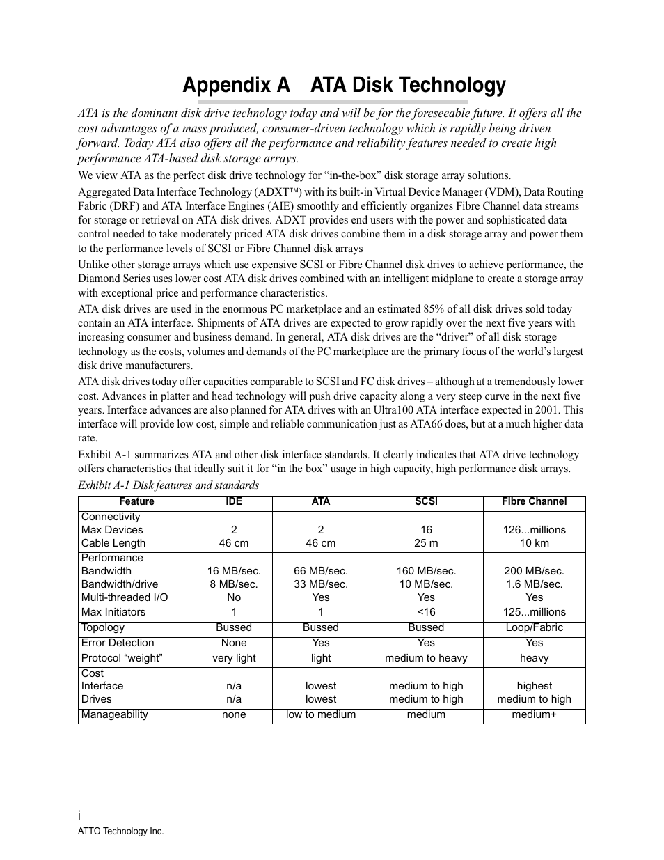 Appendix a ata disk technology, Appendix a | ATTO Technology Diamond Storage Array S-Class User Manual | Page 98 / 105