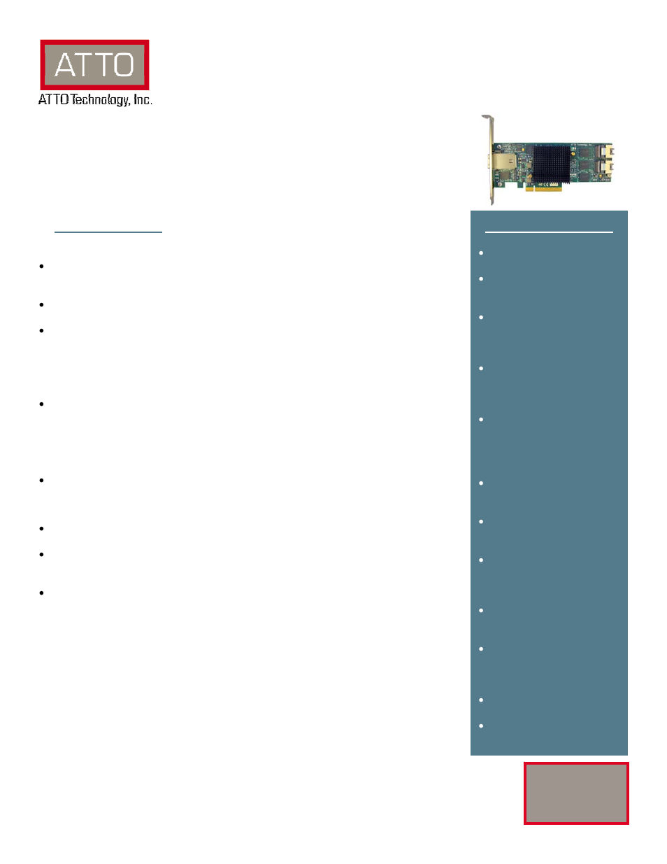 ATTO Technology Express SAS R348 User Manual | 2 pages