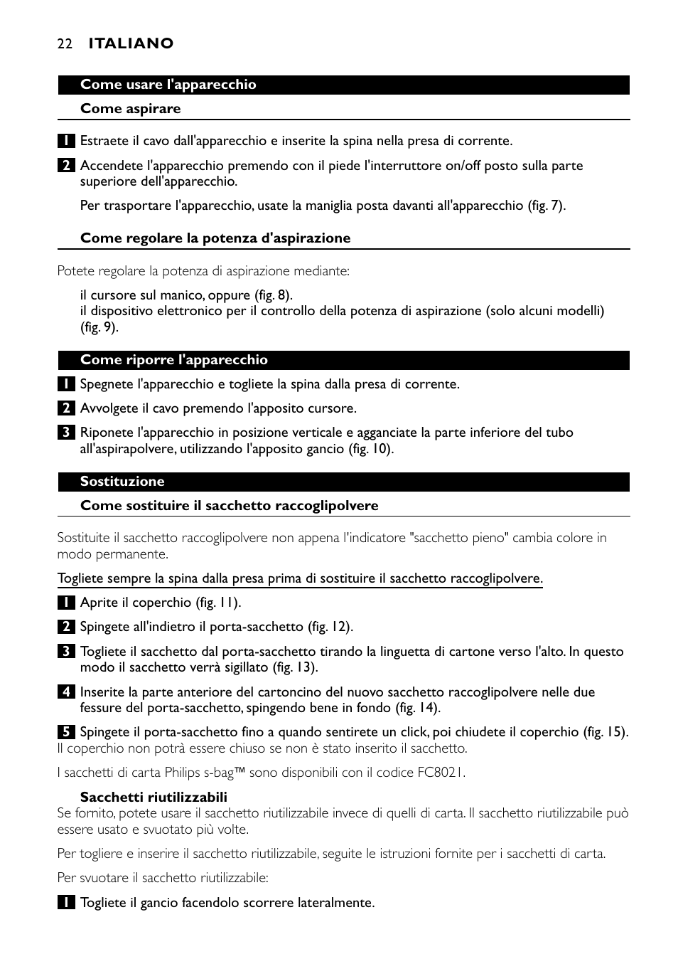 Philips Aspirador con bolsa User Manual | Page 22 / 46