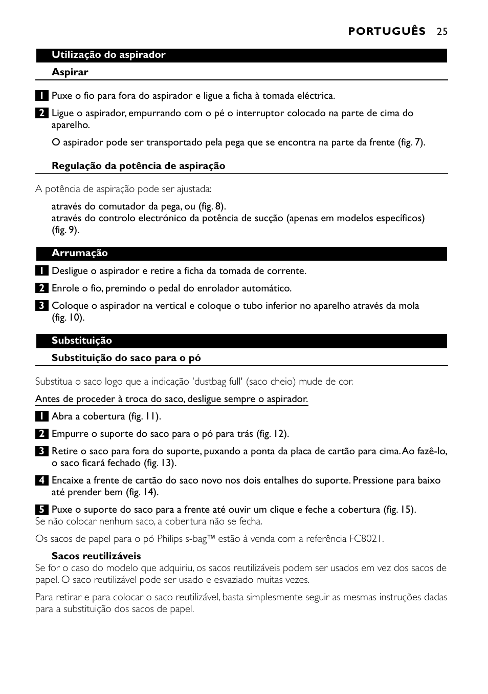 Philips Aspirador con bolsa User Manual | Page 25 / 46