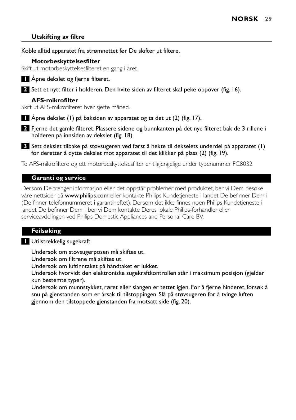 Philips Aspirador con bolsa User Manual | Page 29 / 46