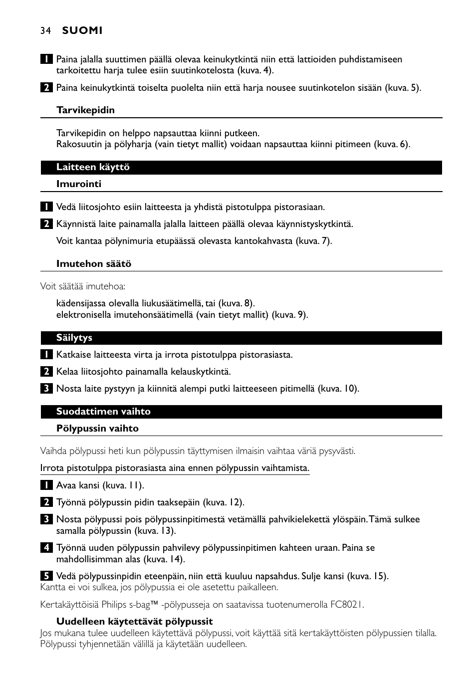 Philips Aspirador con bolsa User Manual | Page 34 / 46