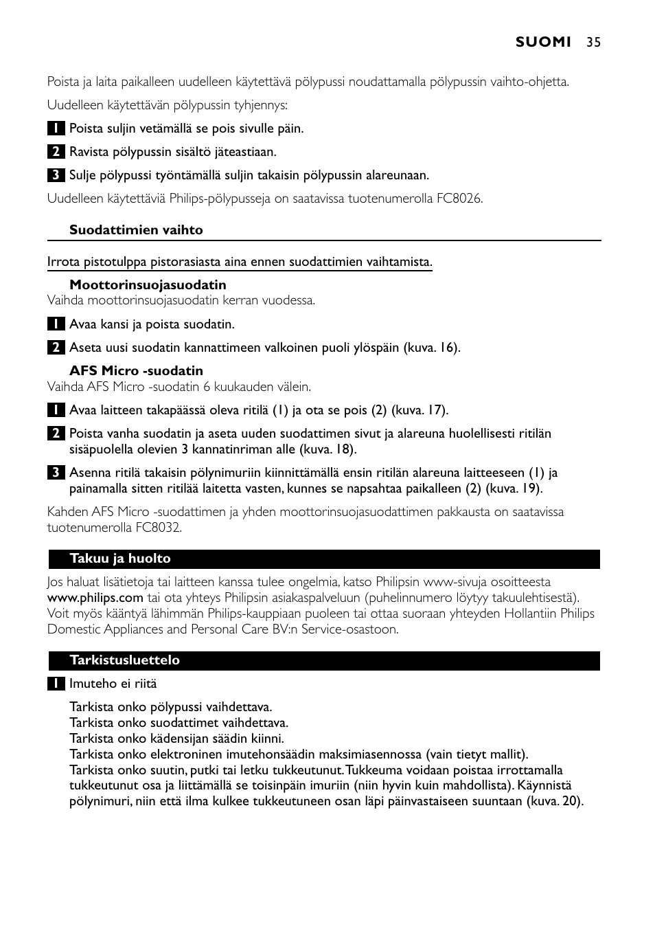 Philips Aspirador con bolsa User Manual | Page 35 / 46