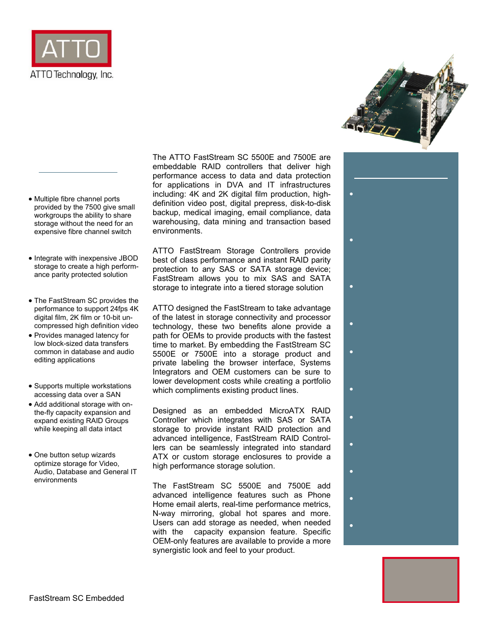 ATTO Technology FastStream SC 7500E User Manual | 2 pages