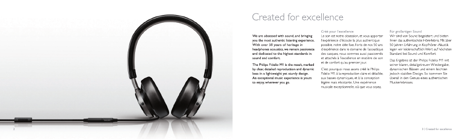 Created for excellence | Philips Fidelio auriculares con banda supraaural User Manual | Page 2 / 12