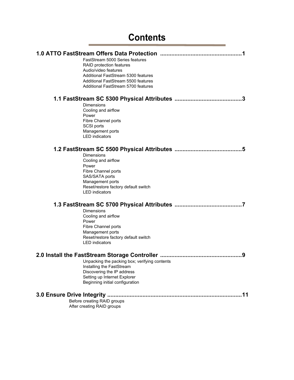 ATTO Technology FastStream SC 5700 User Manual | Page 3 / 73