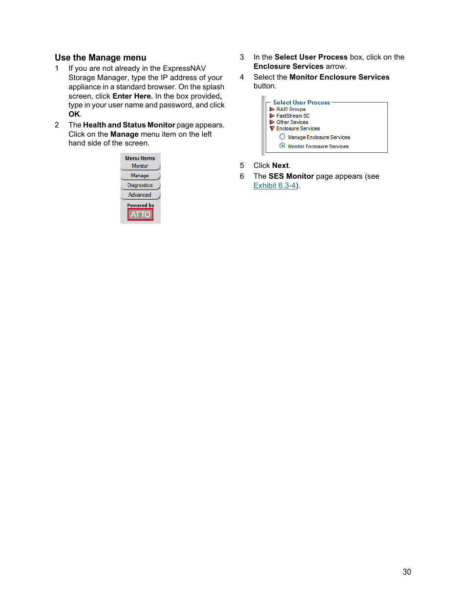 Use the manage menu | ATTO Technology FastStream SC 5700 User Manual | Page 35 / 73