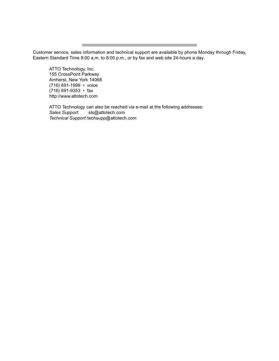 Appendix b contact atto technology, inc, Appendix b contact atto technology, inc | ATTO Technology 3400 User Manual | Page 28 / 28