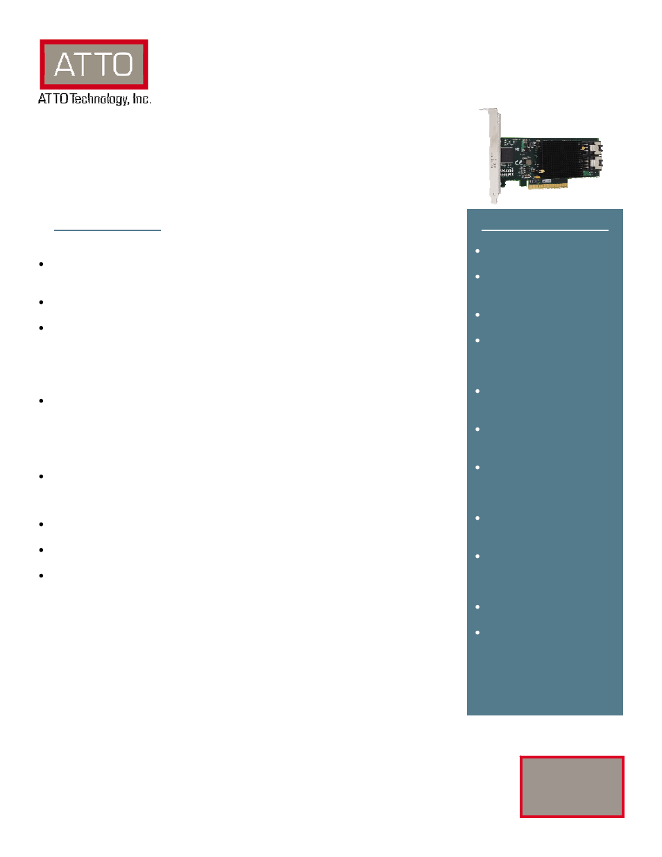 ATTO Technology Low-Profile SAS Host Adapter H308 User Manual | 2 pages