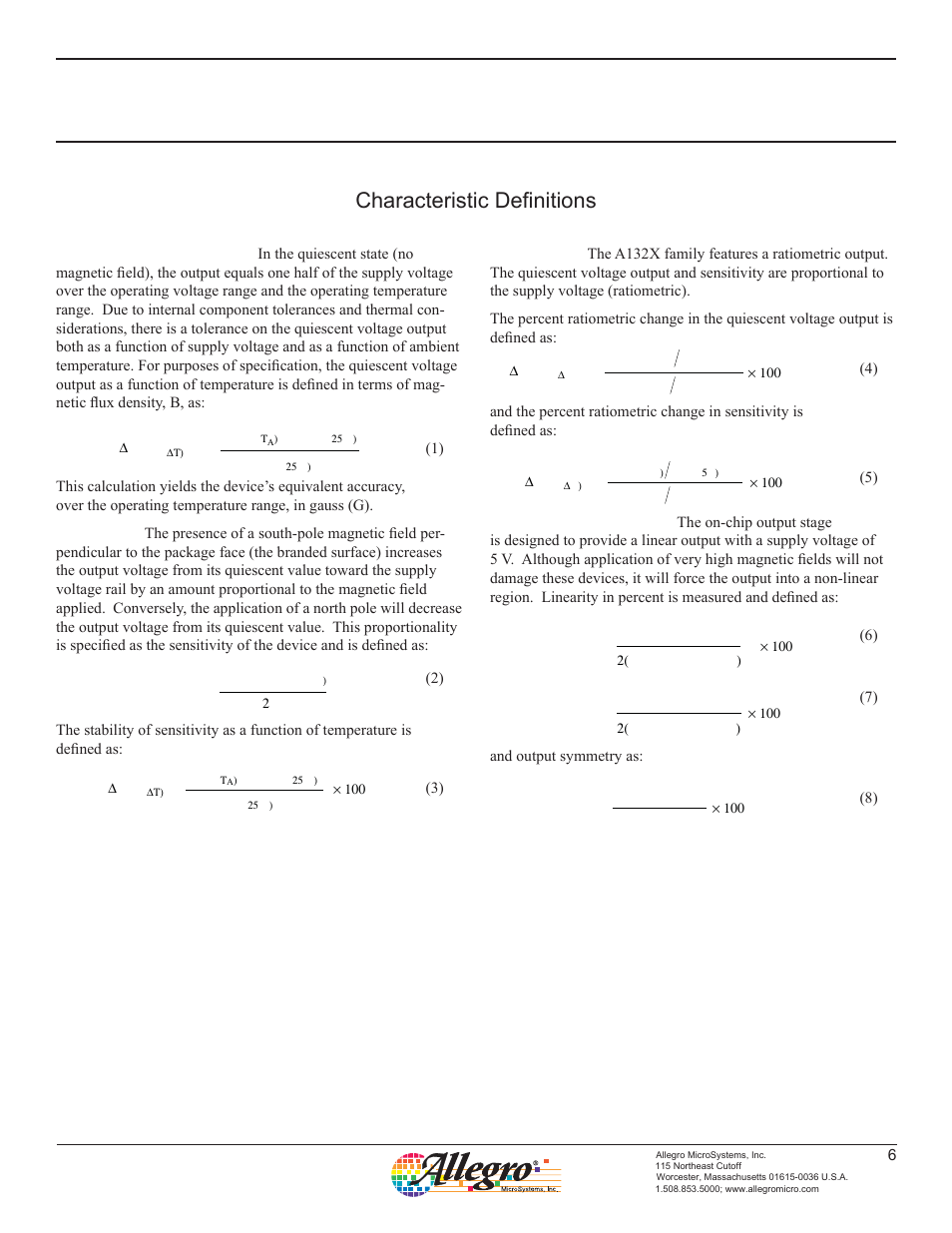 A1323, Characteristic defi nitions | Allegro Multimedia A1321 User Manual | Page 7 / 13