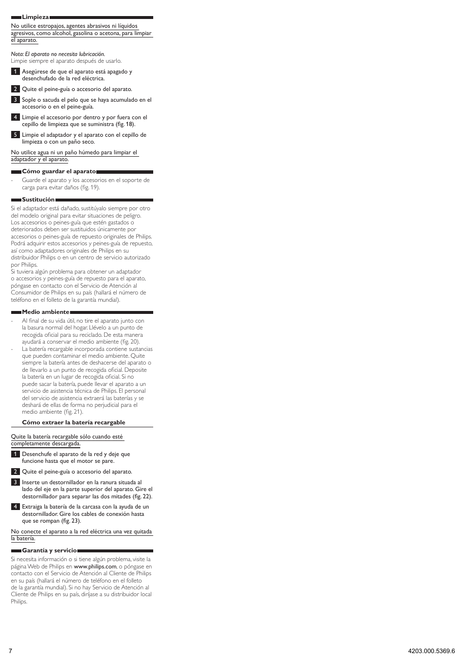 Philips Multigroom Set de arreglo personal User Manual | Page 7 / 11