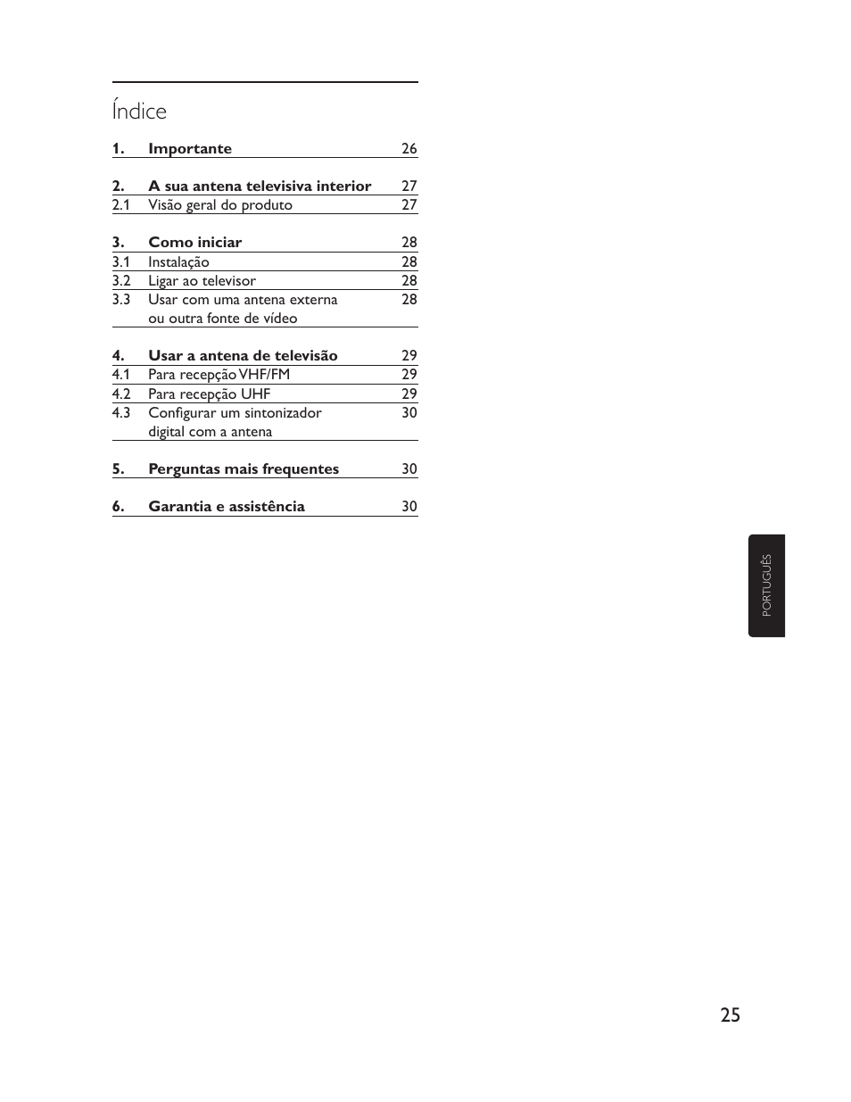 Índice | Philips Antena de televisión User Manual | Page 25 / 33