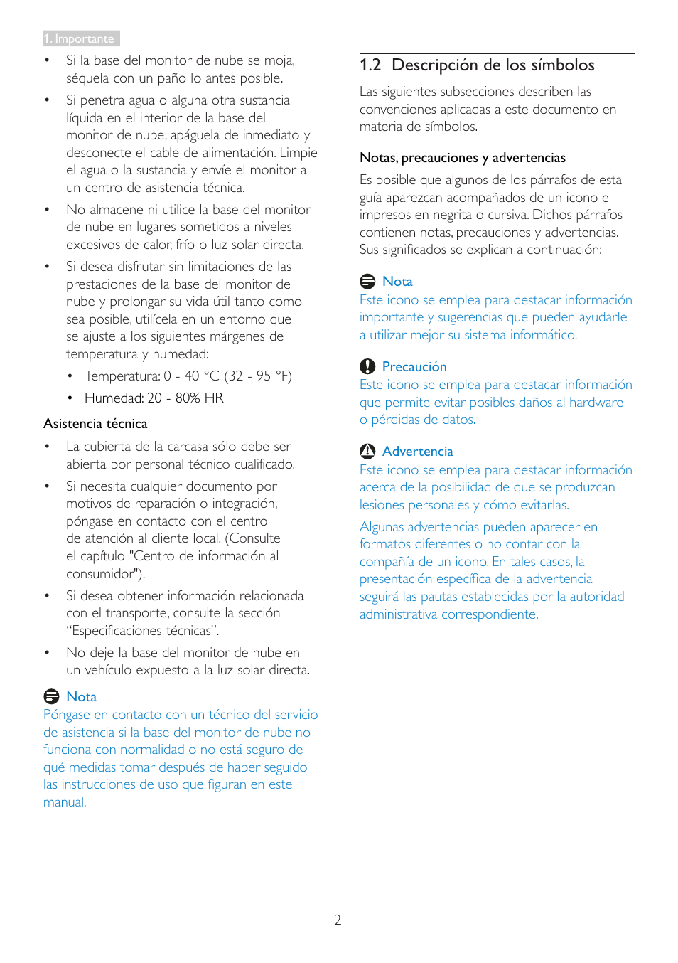 2 descripción de los símbolos | Philips Base de monitor Cloud User Manual | Page 4 / 25