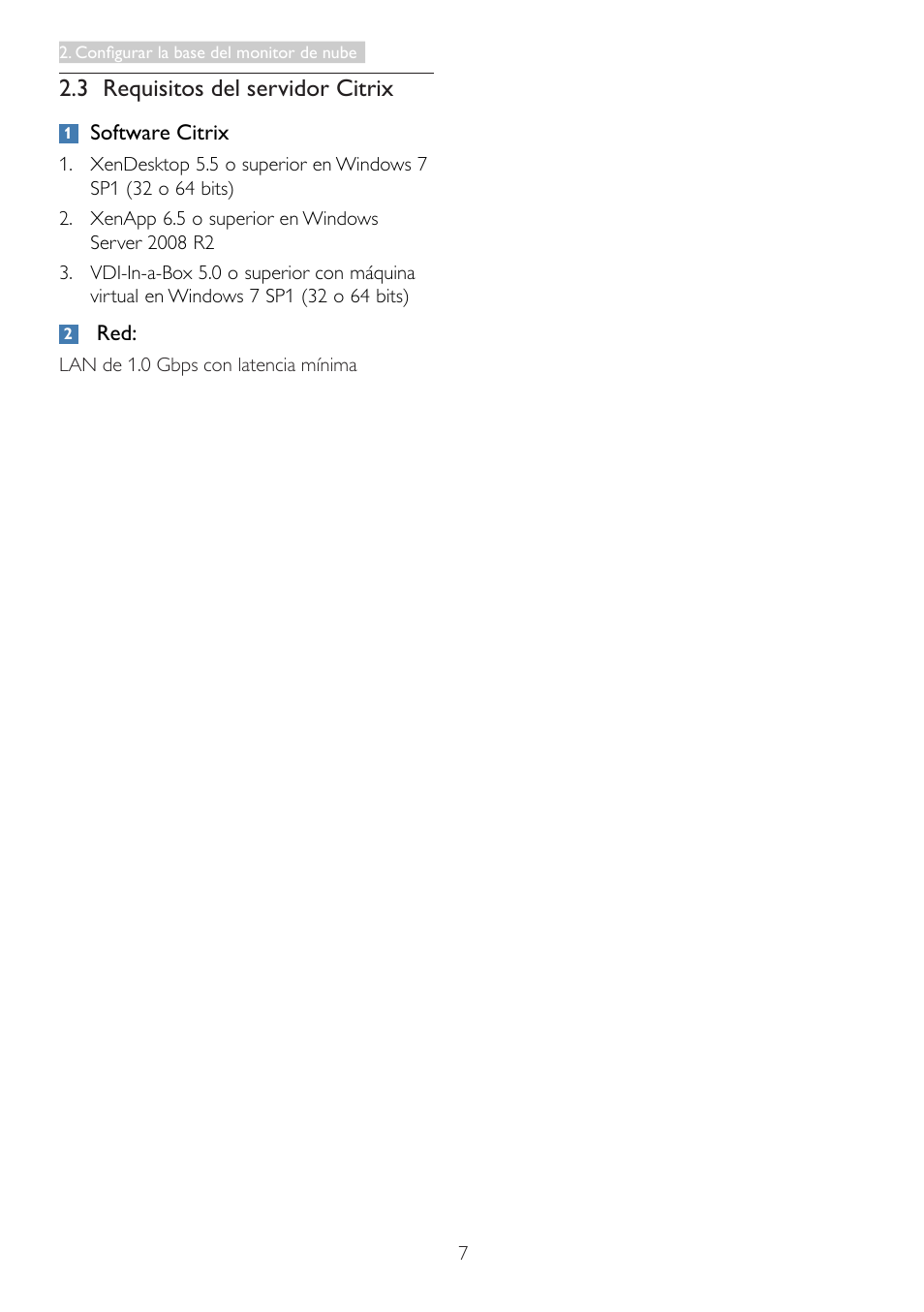 3 requisitos del servidor citrix | Philips Base de monitor Cloud User Manual | Page 9 / 25