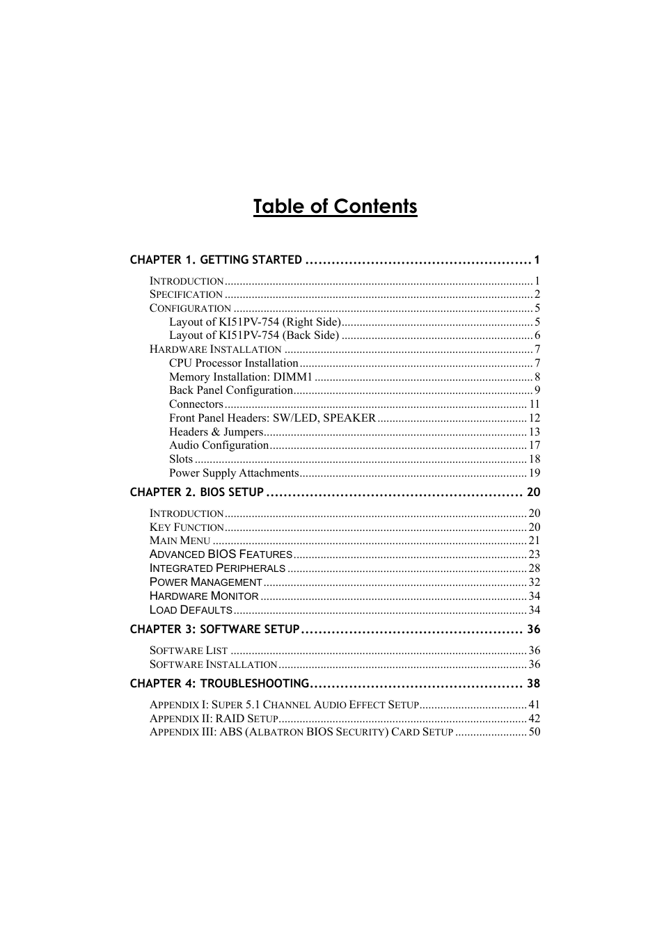 Albatron Technology KI51PV-754 User Manual | Page 4 / 58